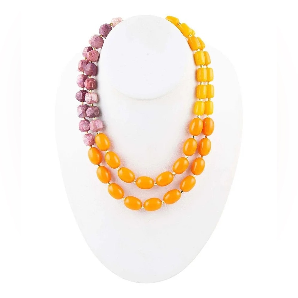 Barse Genuine Stone Short Multi-Strand Necklace.
